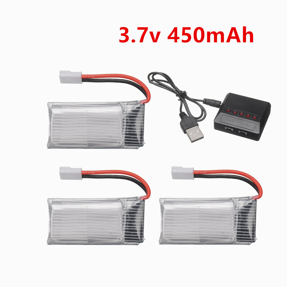 Drone Battery Bag - 802035 แบตเตอรี่ลิโป 3.7V 450mAh ชาร์จใหม่ได้ พร้อมที่ชาร์จ