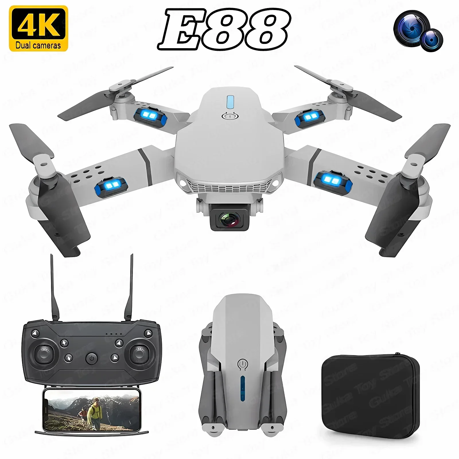 Drone Battery Case - E88 Pro WIFI FPV Droneมุมกว้างHD 4K