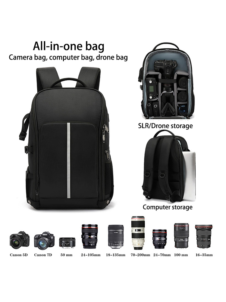 Drone Battery Bag - การถ่ายภาพกลางแจ้งกระเป๋าเป้สะพายหลังกระเป๋ากล้อง DSLR Drone แล็ปท็อปกล้องกระเป๋าเป้สะพายหลังสําหรับเดินทางเดินป่าตั้งแคมป์