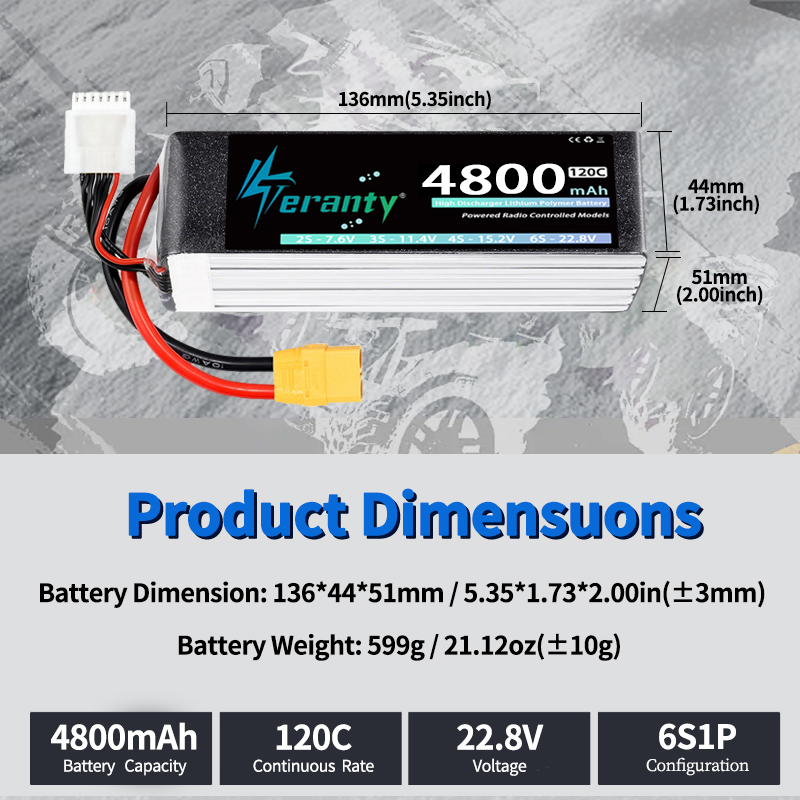TERANTY 6S 4800mAh แบตเตอรี่ลิ - Drone Battery Connector บทวิจารณ์และราคา