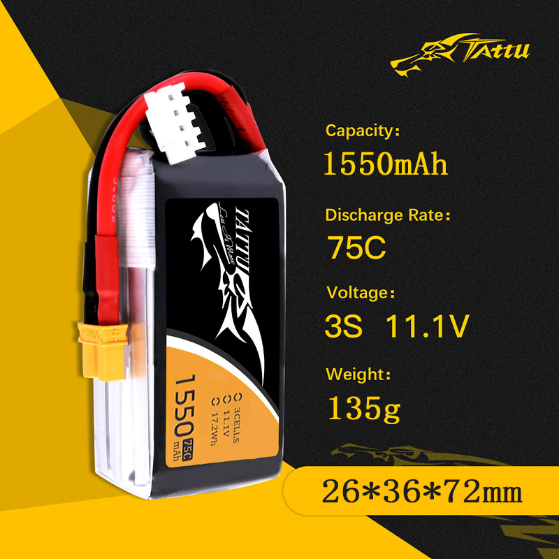 Tattu 3S 11.1V 1550mAh แบตเตอร - Drone Battery Connector บทวิจารณ์และราคา